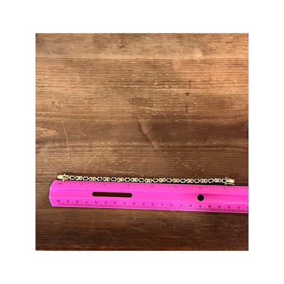 Sterling Silver 925 PAJ China Bracelet Gold Vermeil Black Stone Tennis Link 7.5” - Picture 9 of 9